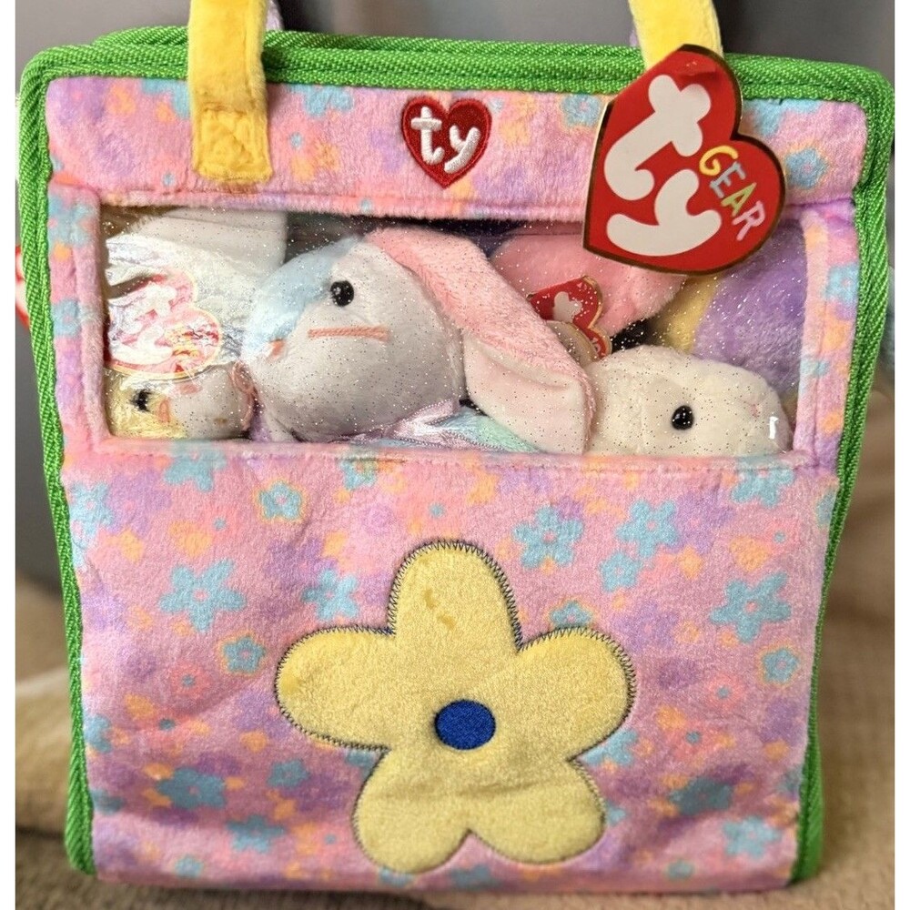 Vtg Ty Gear Beanie Baby Collection Case Bag Multicolor W/ 6 NWT Beanie Babies